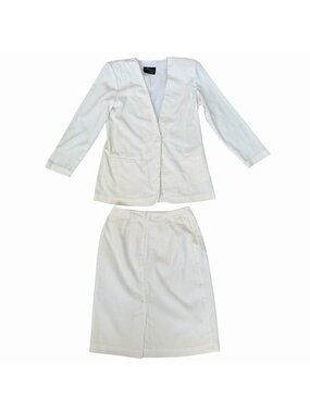 TONI GARMENT For CC Magic Women's Cream Ivory Blazer Skirt Suit Set VINTAGE